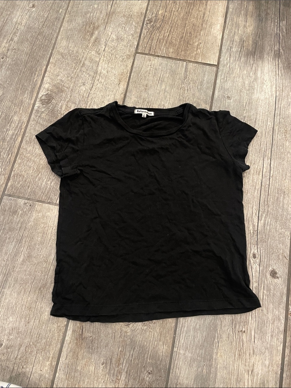 Reformation Black Short-Sleeve Crew Tee